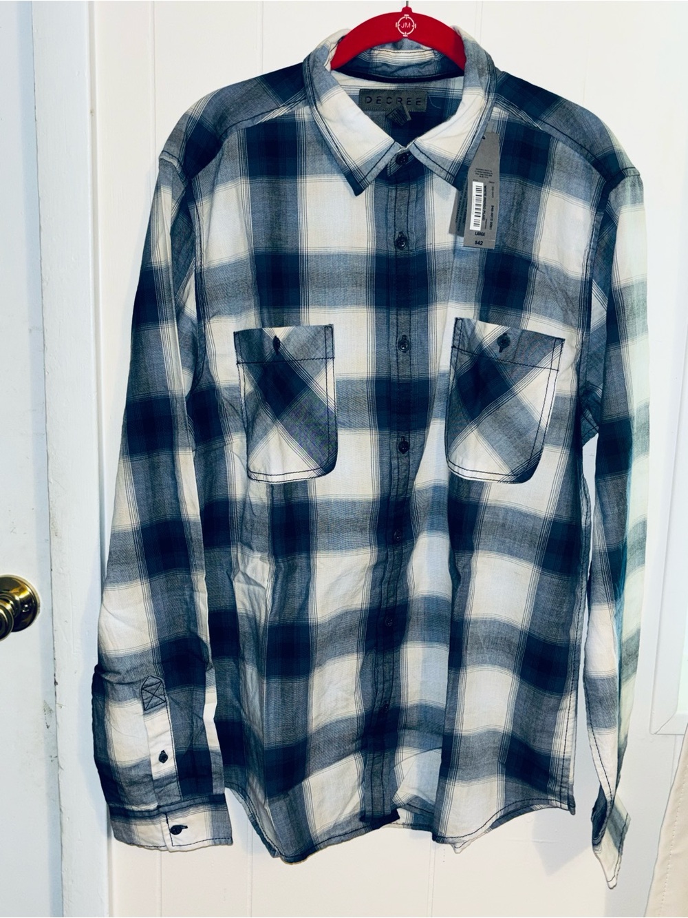 Decree‎ Shirt Plaid Long Sleeves Size Large